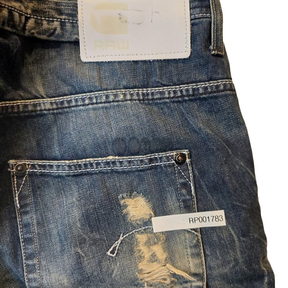 Retro Vintage G-Star Raw Lynn Loose Tapered Destroyed Denim Blue Jeans Sz 26 NWT - Picture 9 of 11